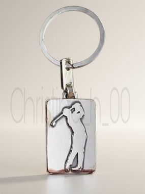 James Avery professional or casual golfer SOLID silver heavy keychain